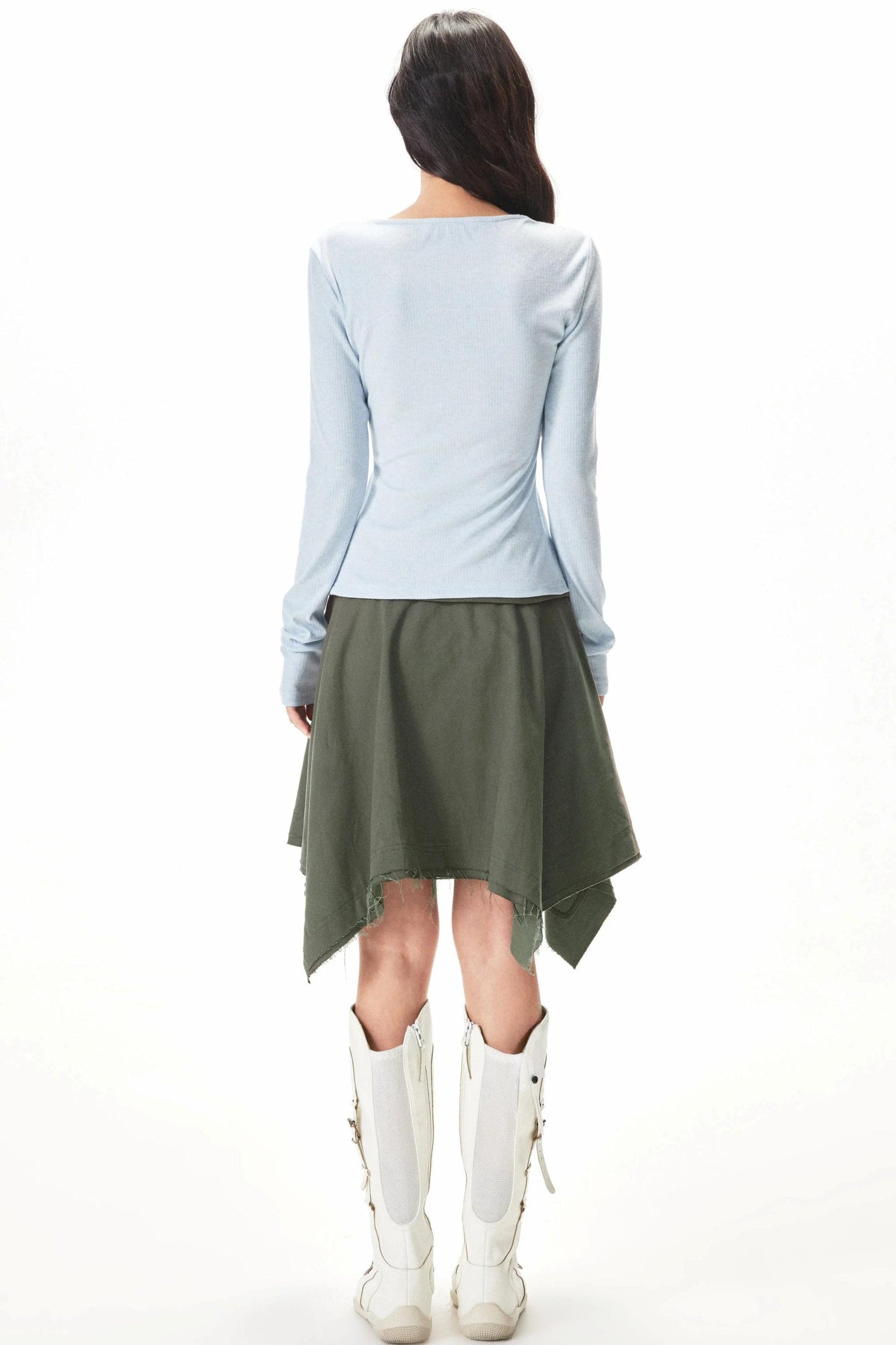 Fine Ribbed Knit Lace Blouse