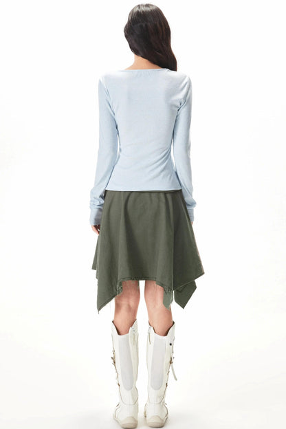 Fine Ribbed Knit Lace Blouse