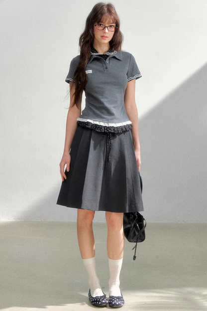 Retro Polka Dot Knit Polo