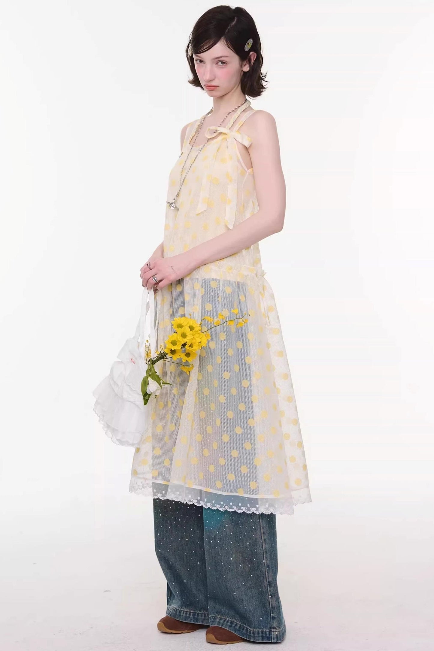 Sweet Polka Dot Mesh Dress
