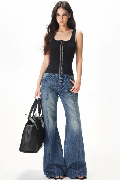 Contrasting Lace Knit Vest