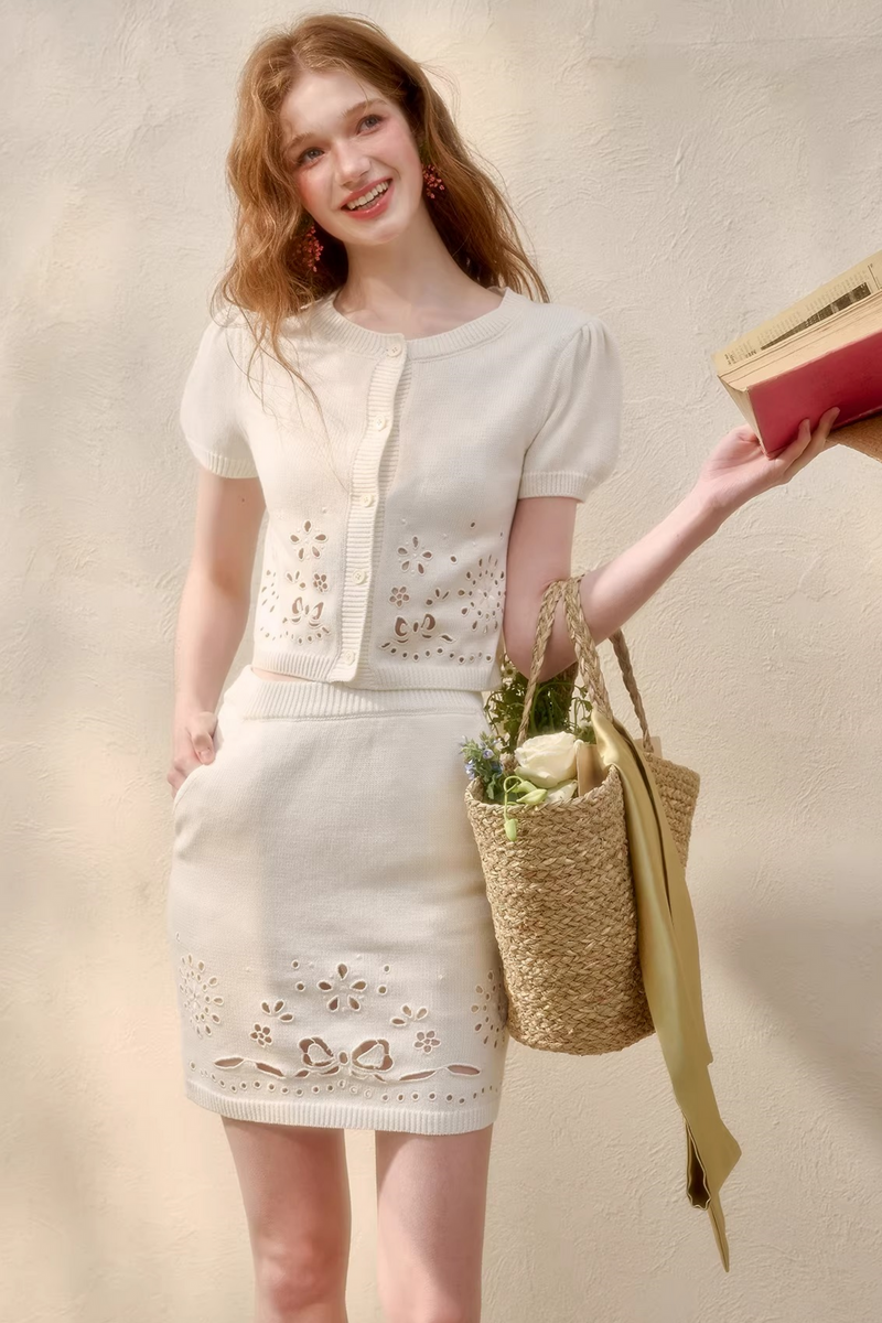 Puff Sleeve French Top + Skirt