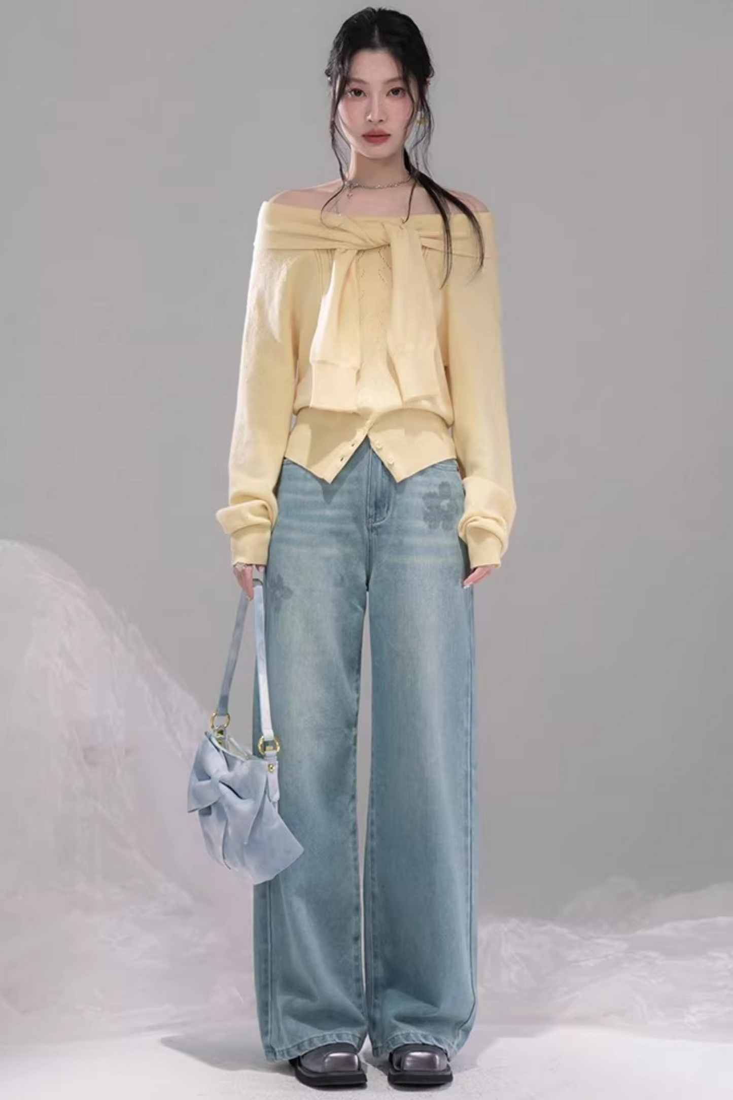 Milky Yellow One-shoulder Top