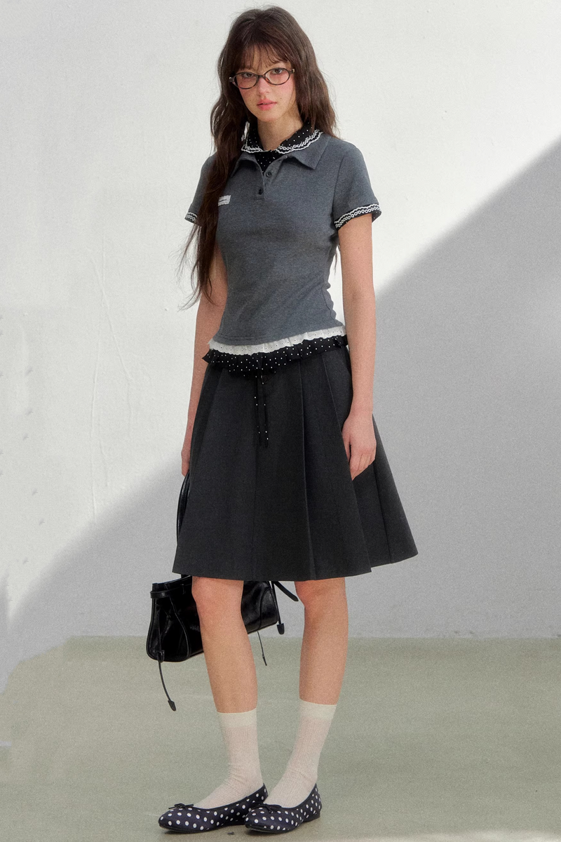 Retro Polka Dot Knit Polo