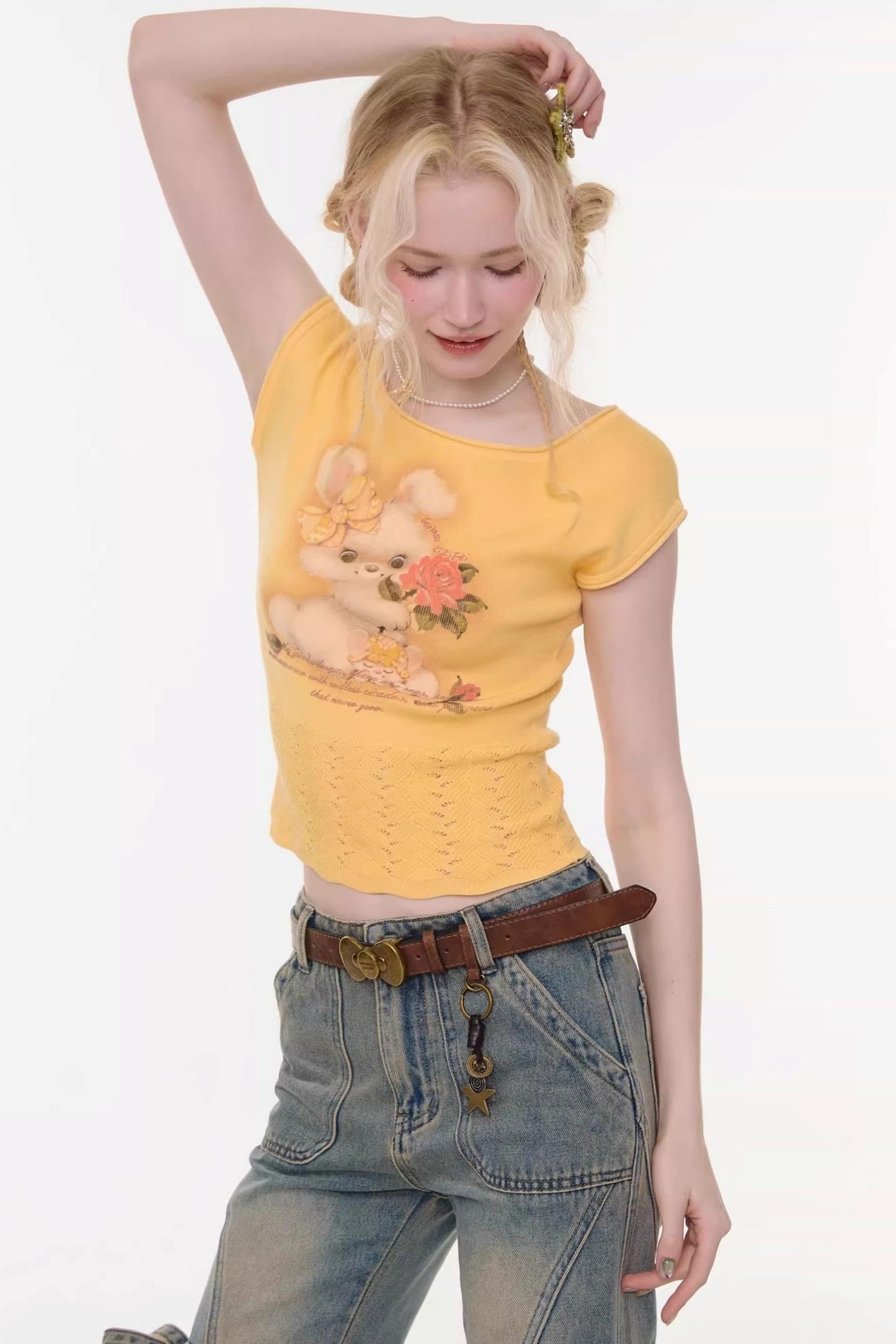 Sweet Rabbit Print Top
