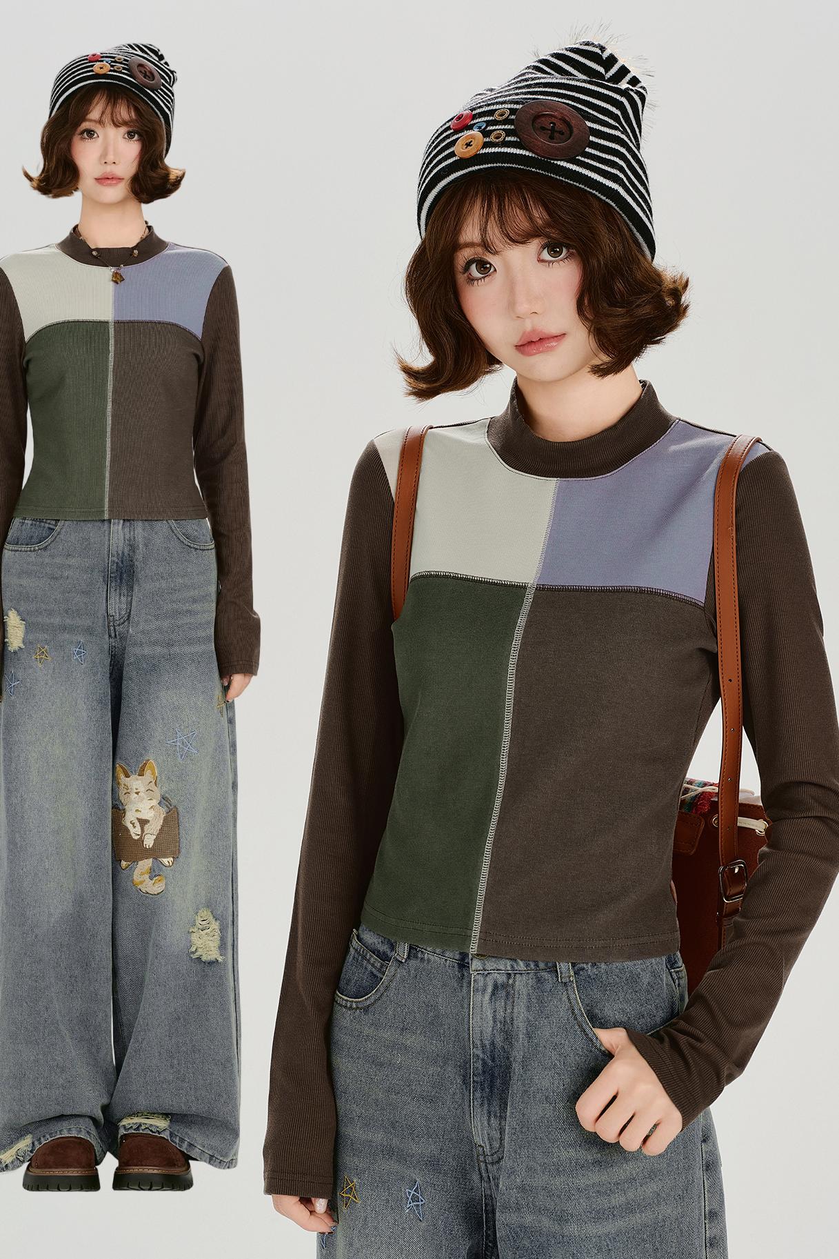 Retro Patchwork Mode Top