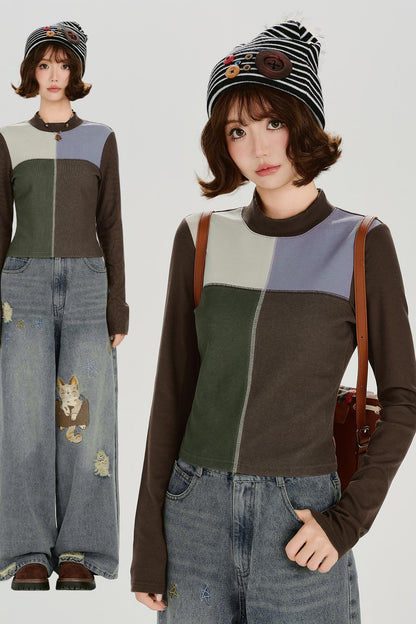 Retro Patchwork Mode Top