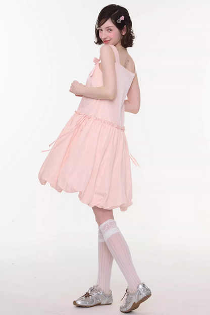 Ribbon Sweet Balloon Camisole Dress