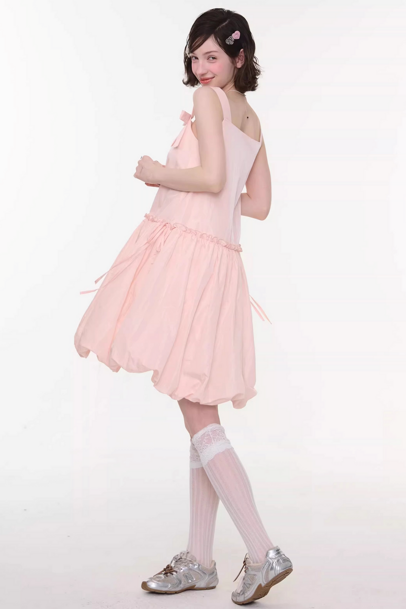 Ribbon Sweet Balloon Camisole Dress