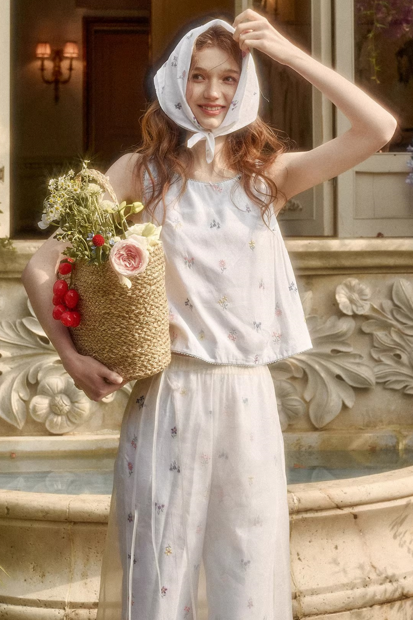 Retro Dress + Top + Pants + Curtain + Scarf