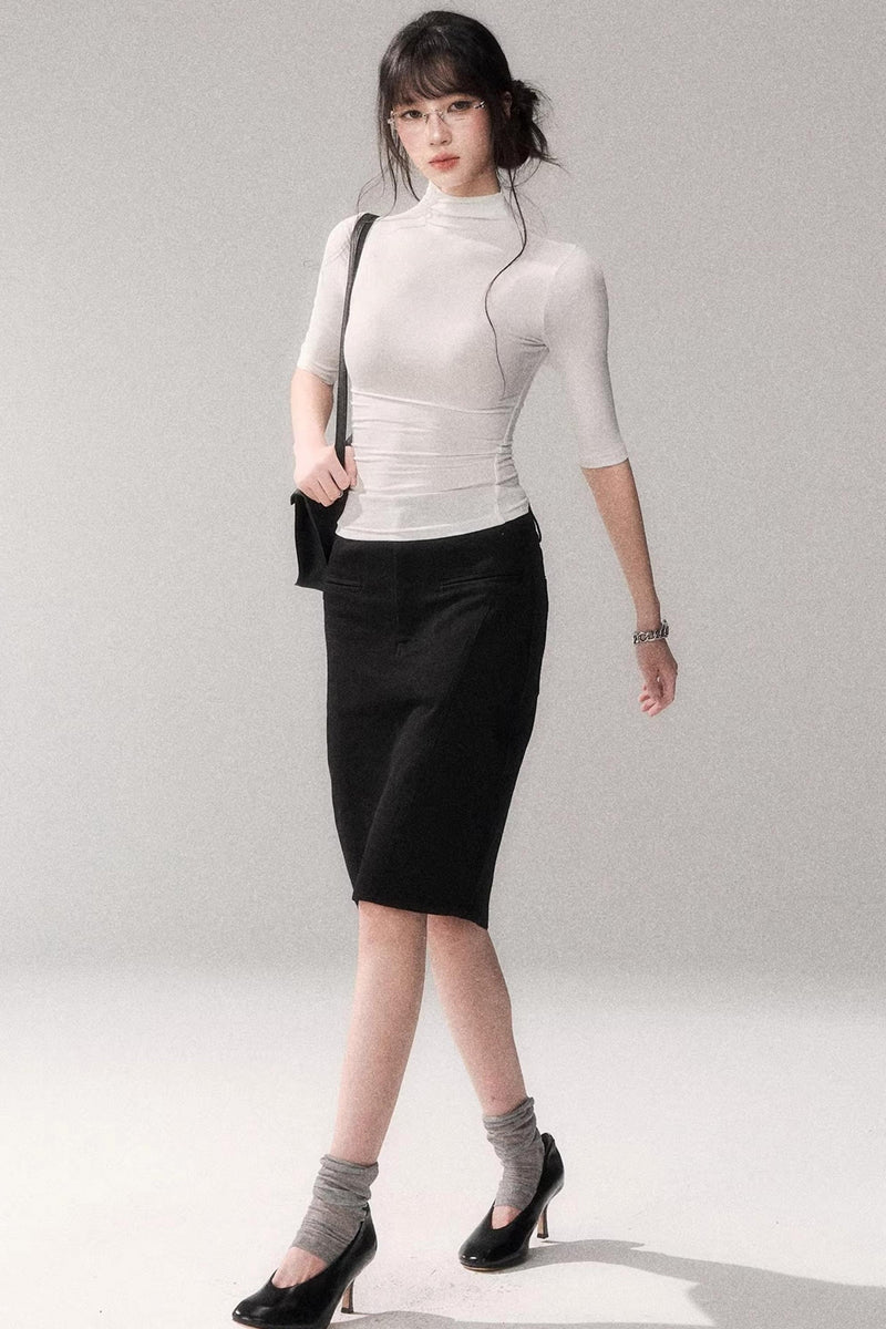 Retro Mid-sleeve Slim Top