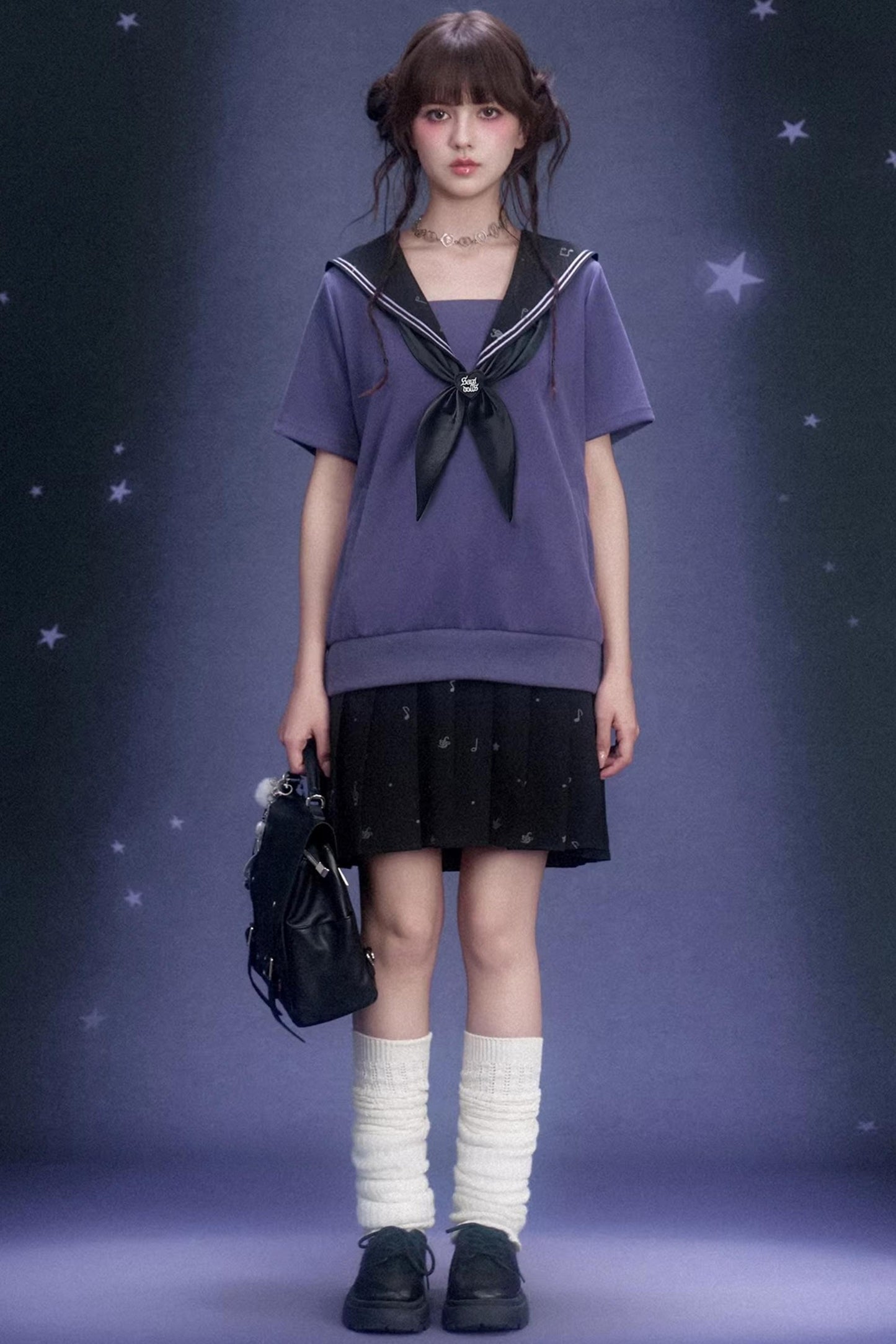 Deep Purple Sailor Collar Dress