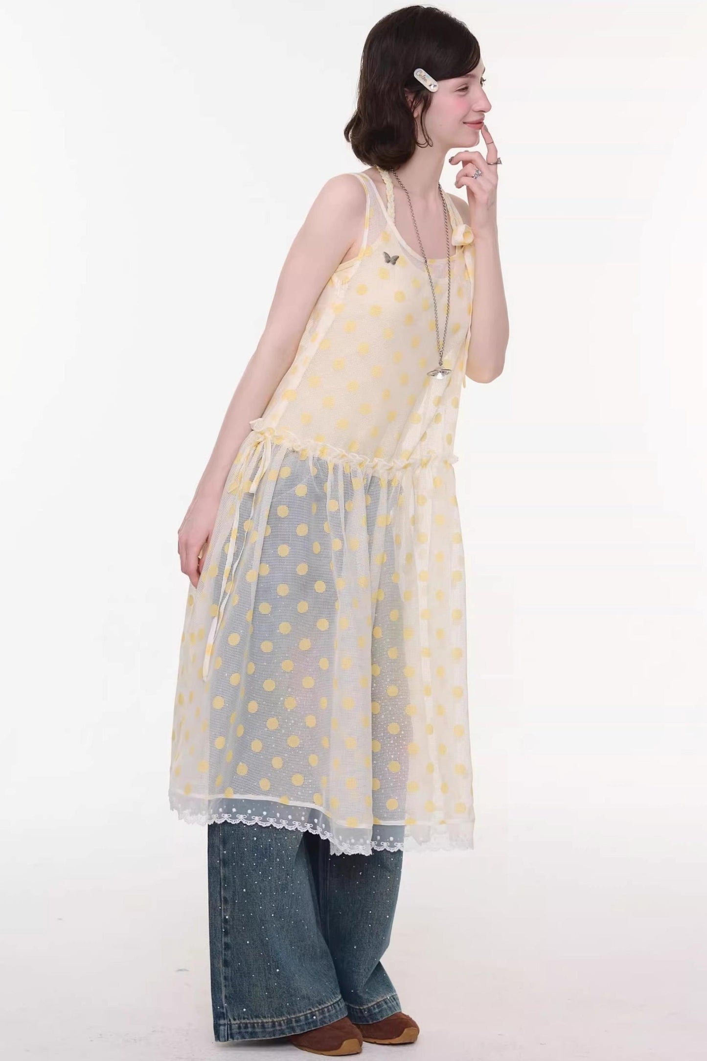 Sweet Polka Dot Mesh Dress
