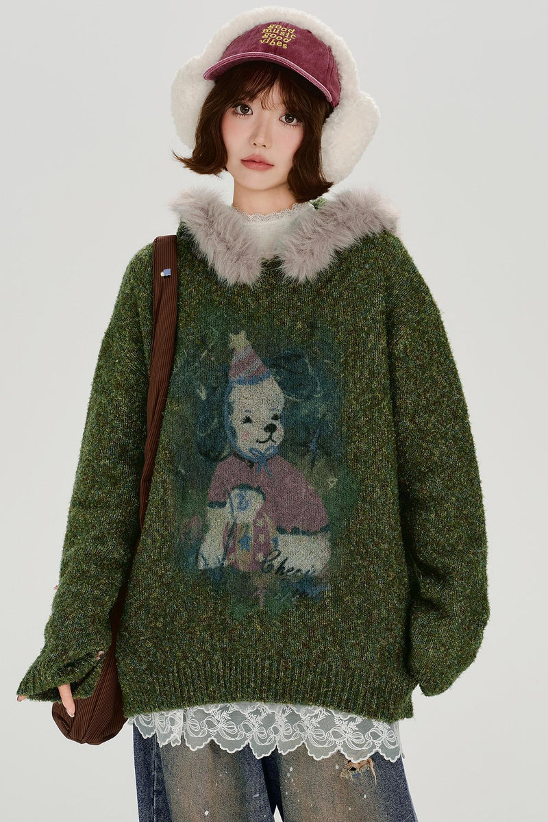 Retro Faux Fur Loose Top
