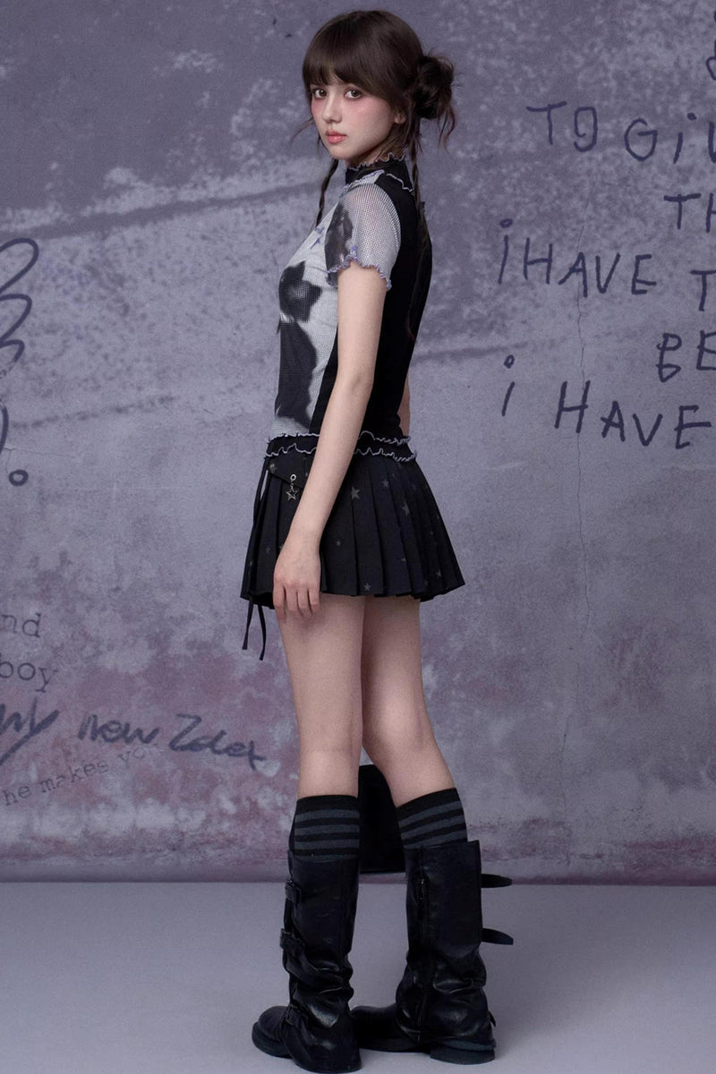Retro Double Layer Mesh Top