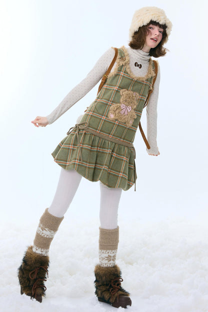 Forest Plaid Teddy Dress