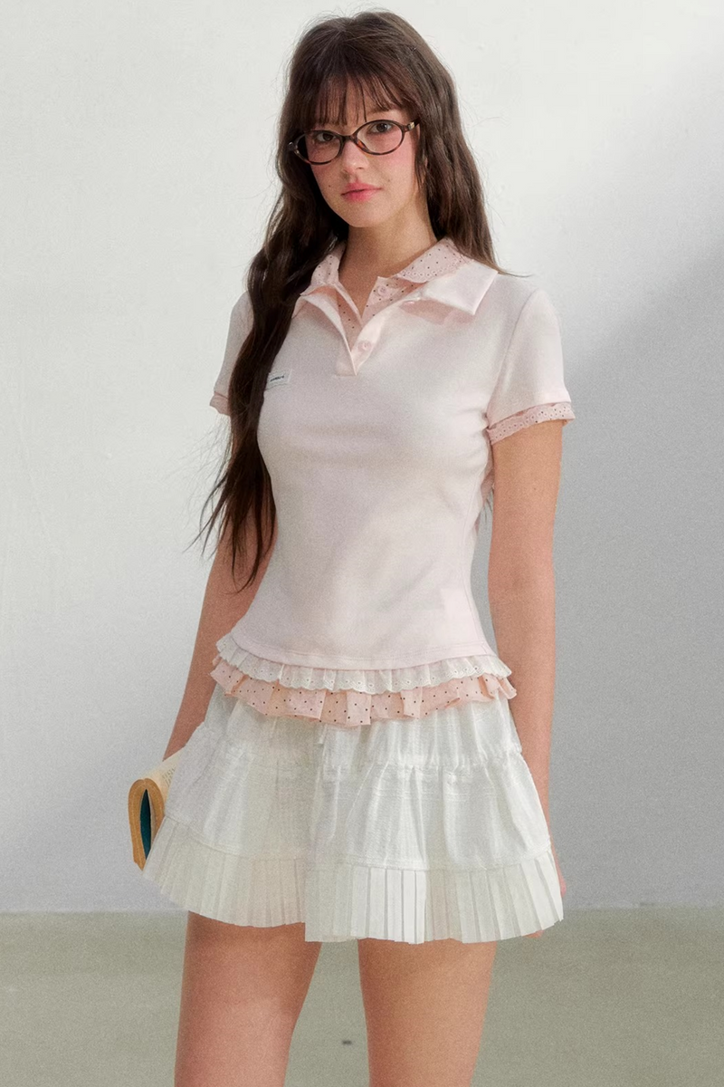 Retro Polka Dot Knit Polo