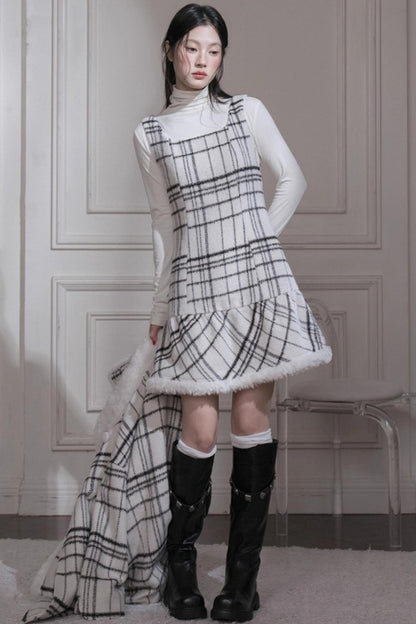 Monochrome Plaid Jacket + Vest Dress