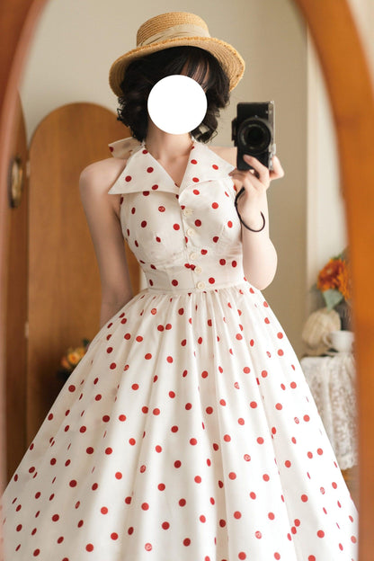 Retro Halter Neck French Flare Dress