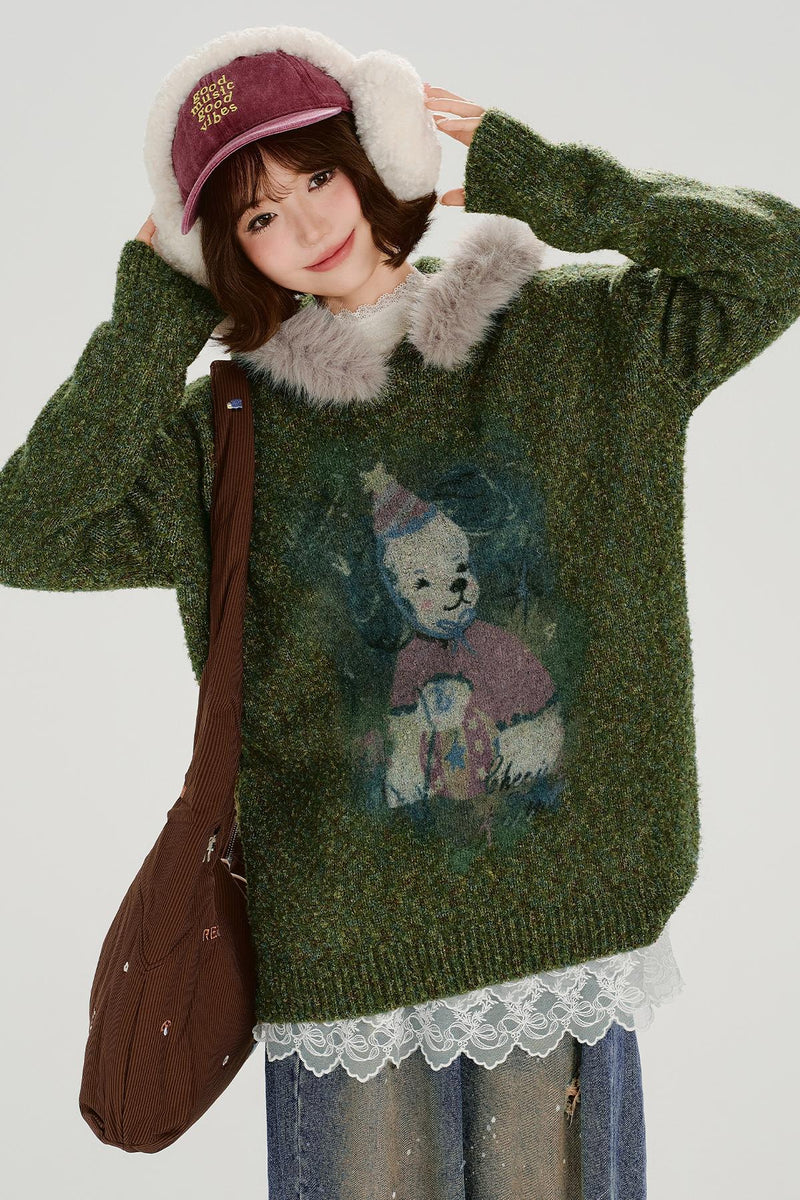 Retro Faux Fur Loose Top