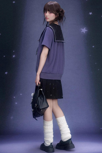 Deep Purple Sailor Collar Dress