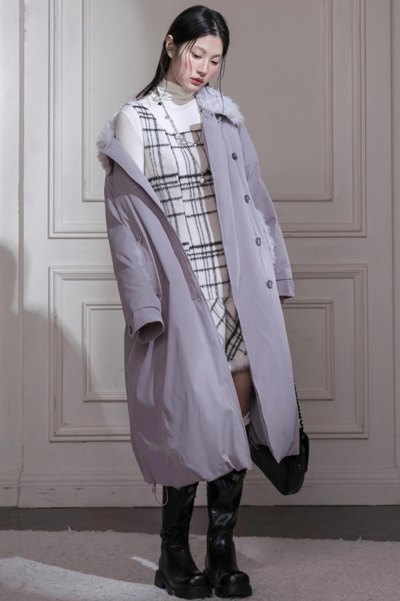 Monochrome Plaid Jacket + Vest Dress