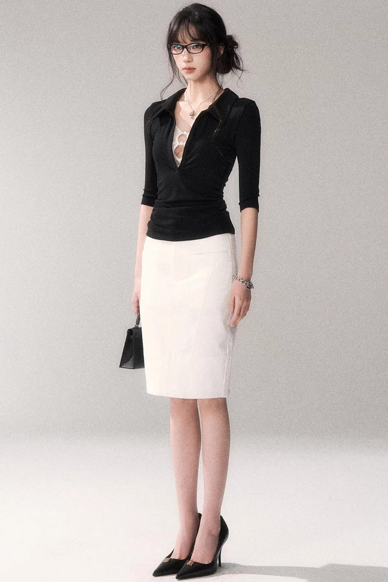 Black Lace Patchwork Top