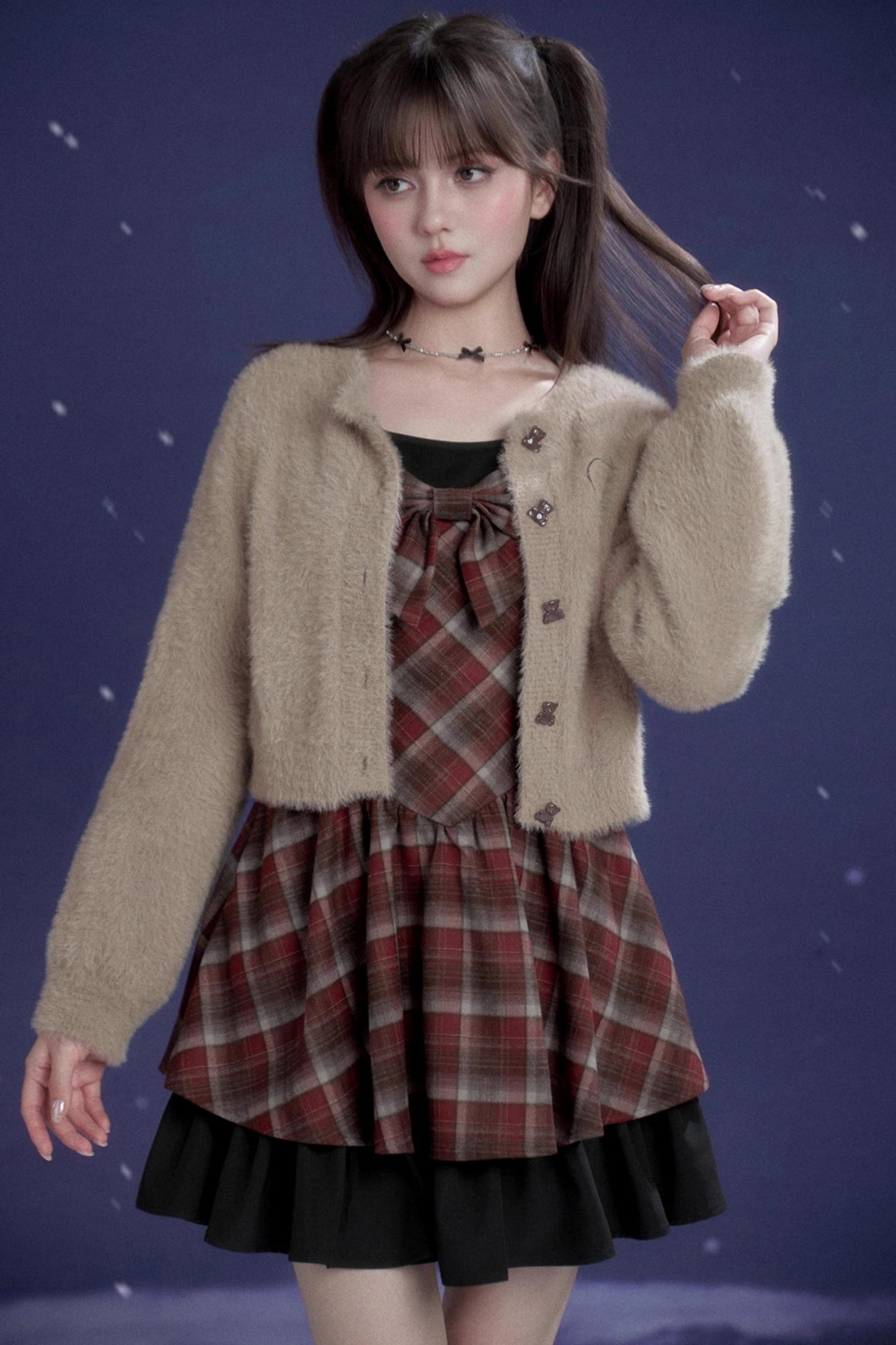 Red and Brown Checked Dress
