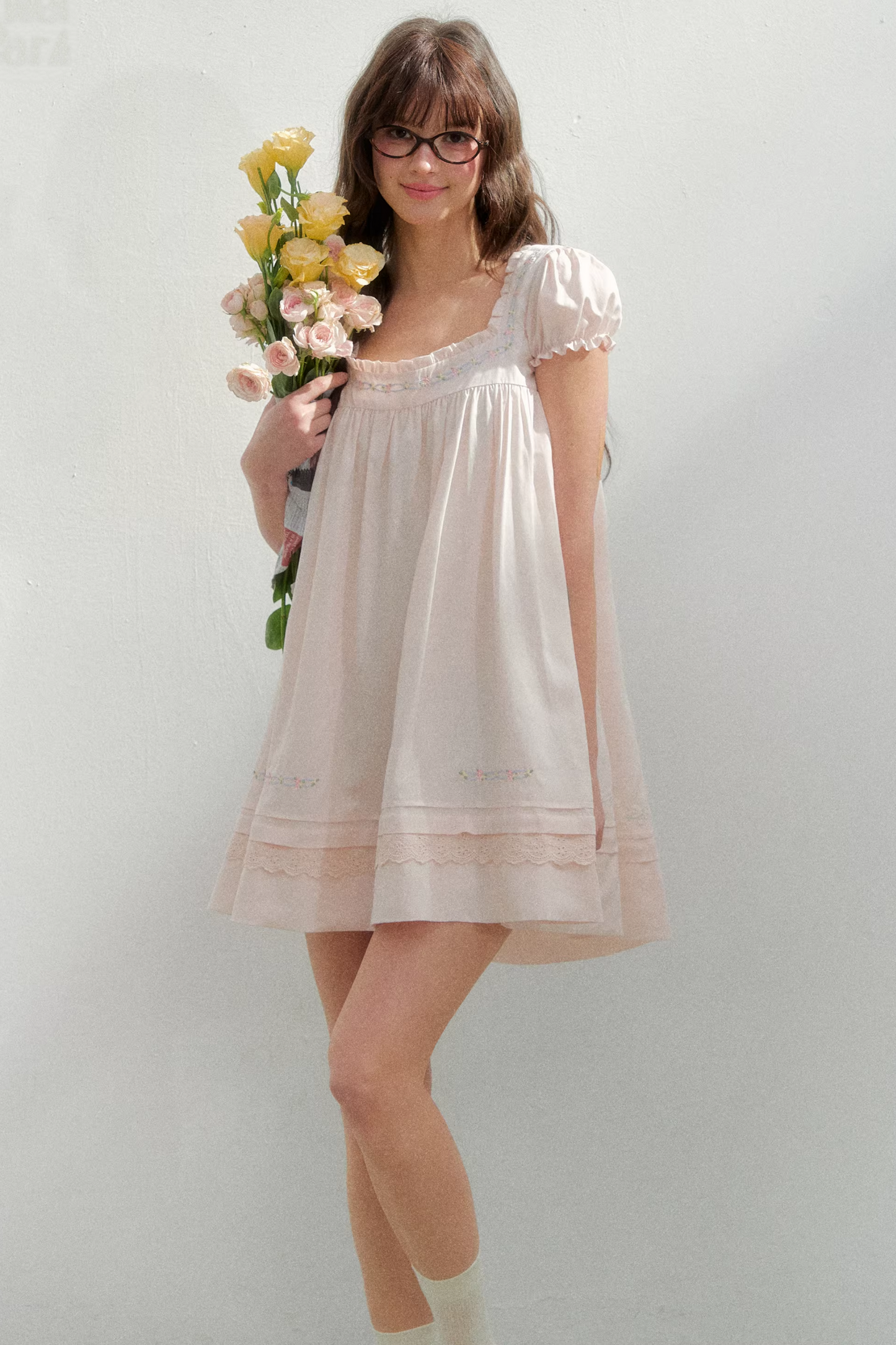 Square Neck Embroidered Dress