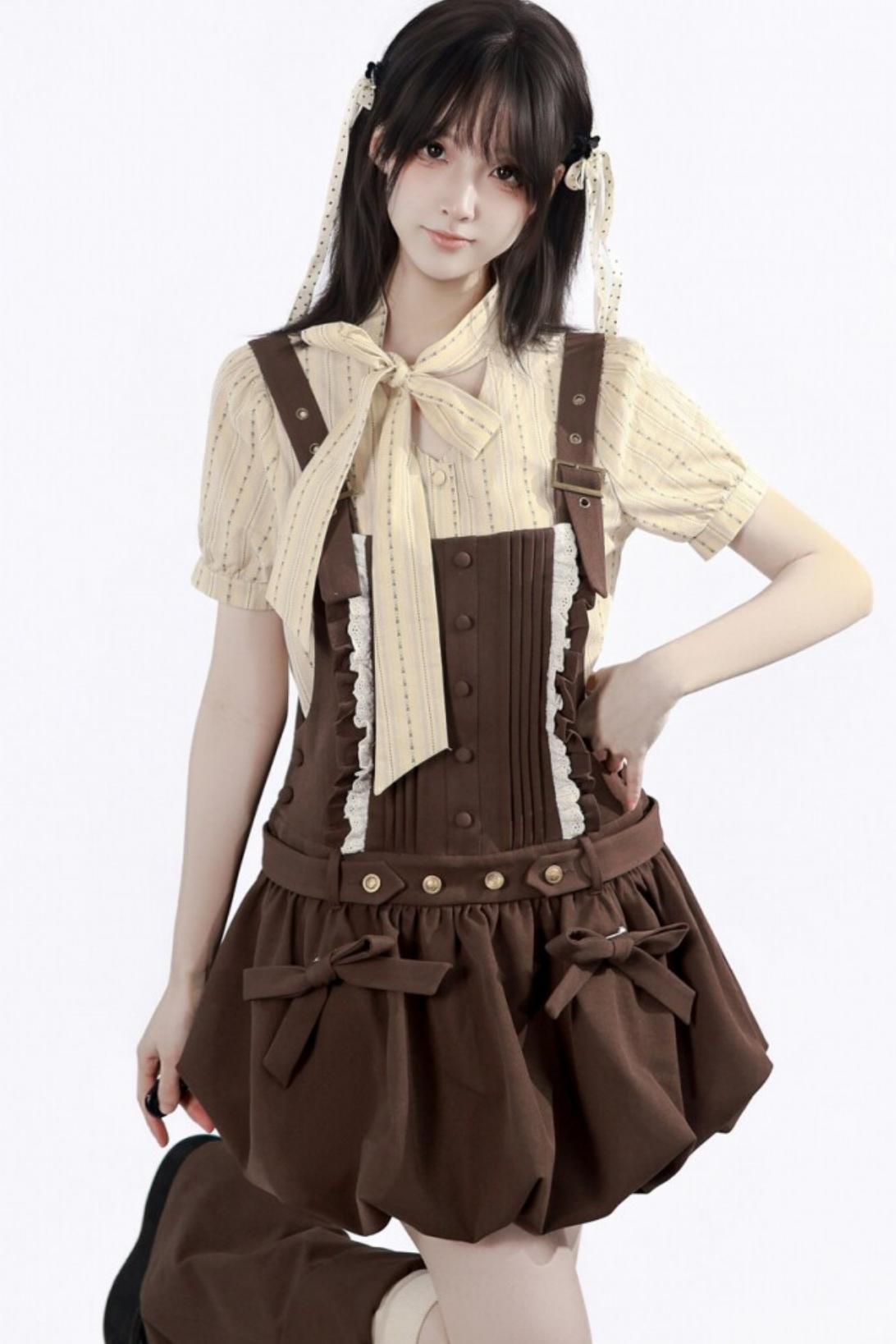 Midsummer Night Lace-up Blouse + Suspender Skirt + Leg Warmers