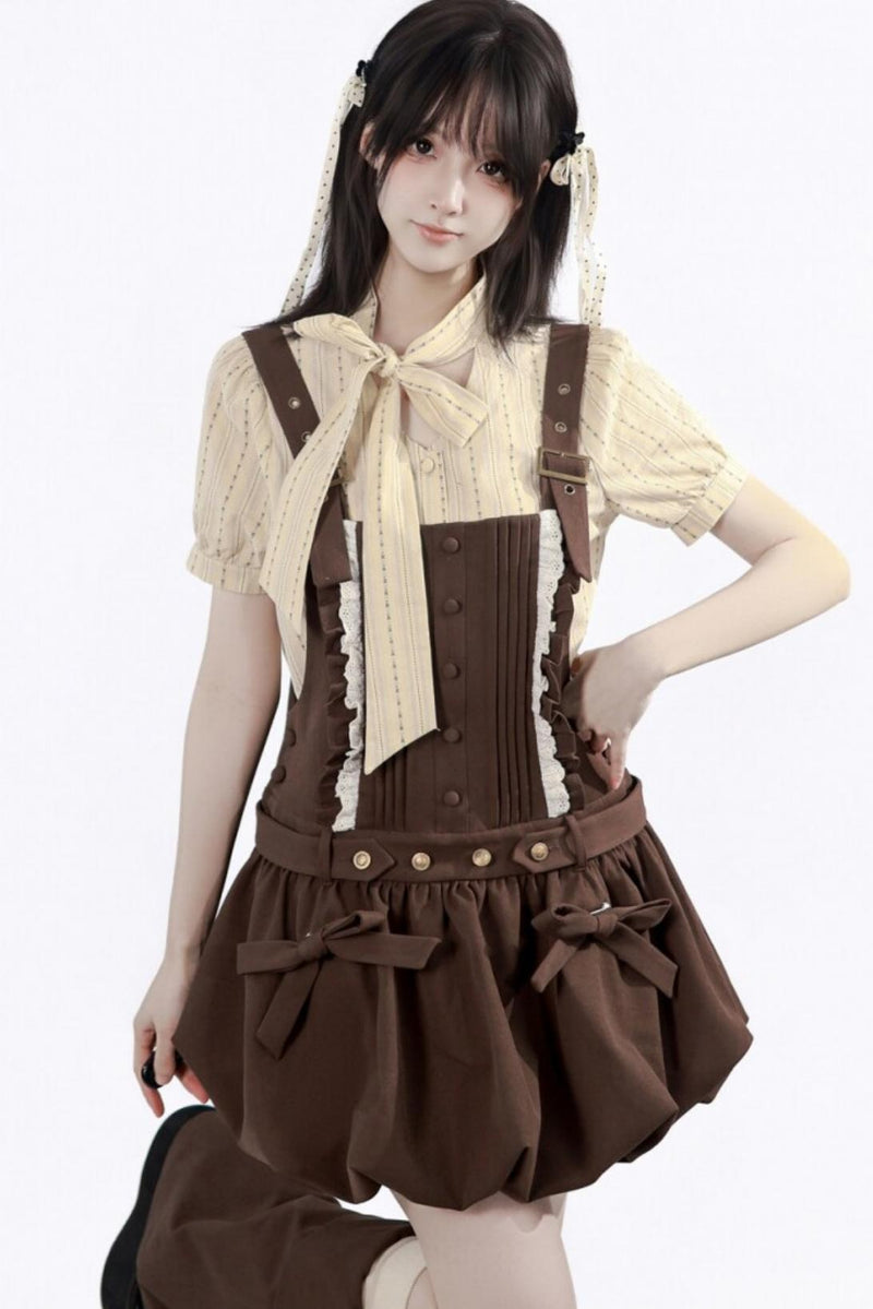 Midsummer Night Lace-up Blouse + Suspender Skirt + Leg Warmers