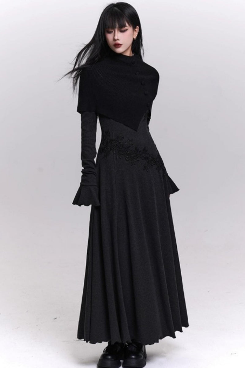 Gray Off-the-shoulder Knit Dress