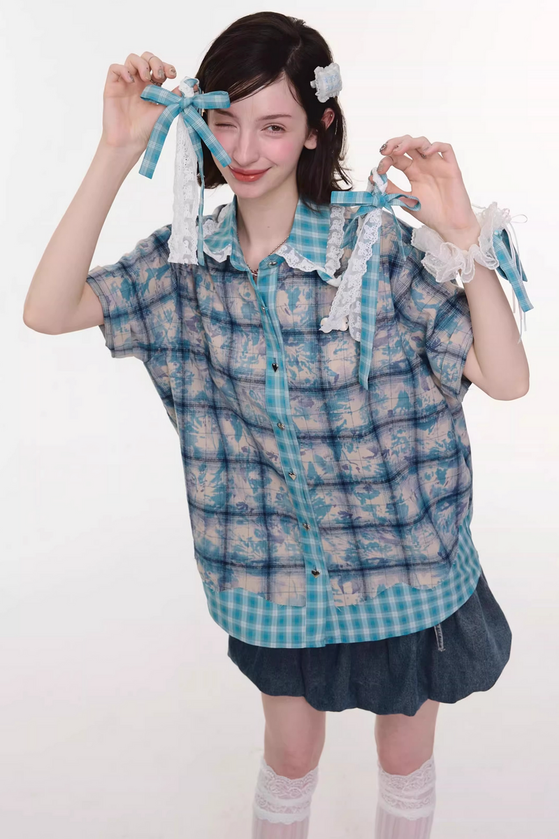 Y2k Plaid Oversized Shirt