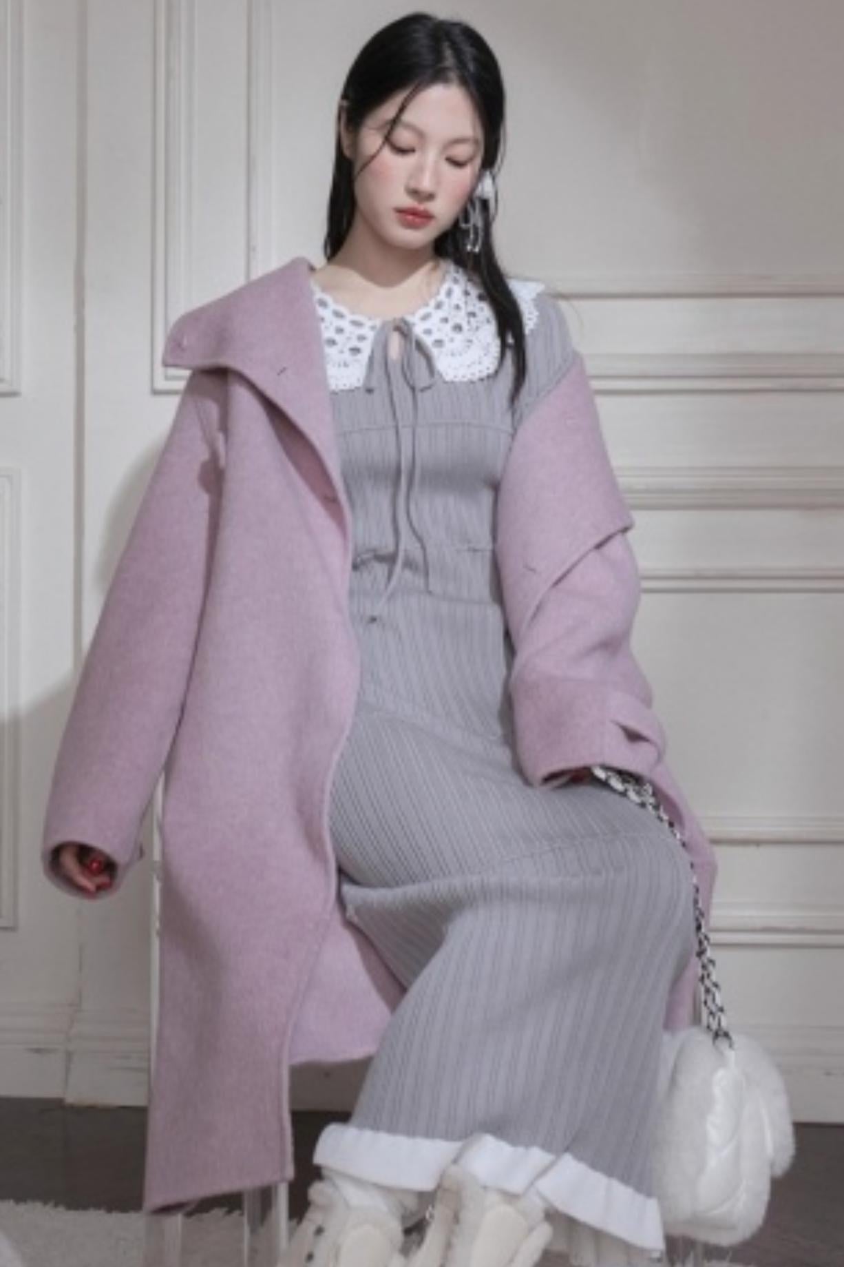 Sichuan Mist Gray Ruffle Long Dress