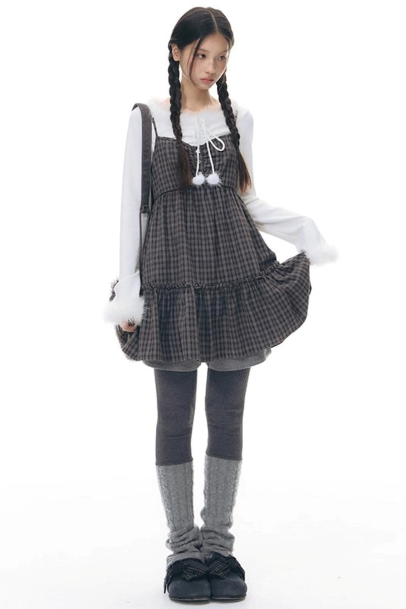 Checked Doll Shirring Slip Dress