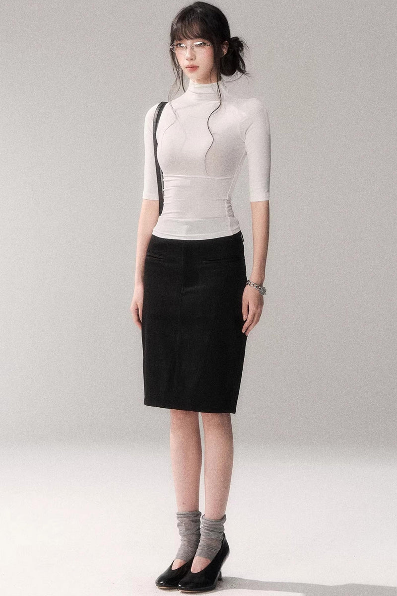 Retro Mid-sleeve Slim Top