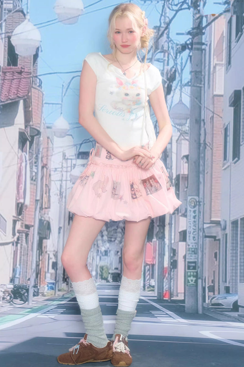 White Rabbit Print Slimming Top