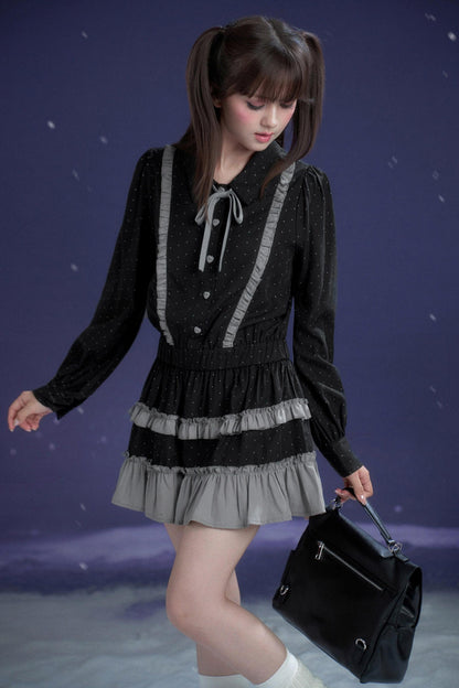 Dark Gray Polka Dot Dress