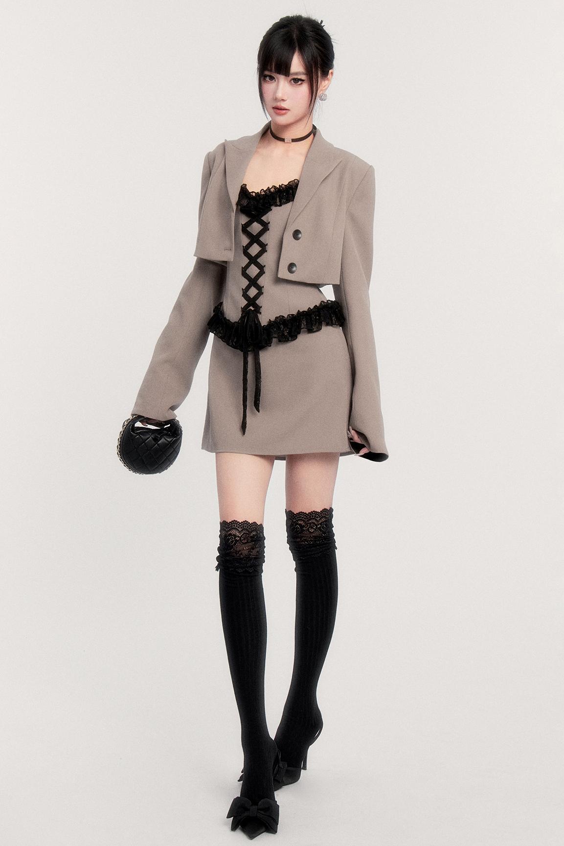 Lace Patchwork Dress + Jacket