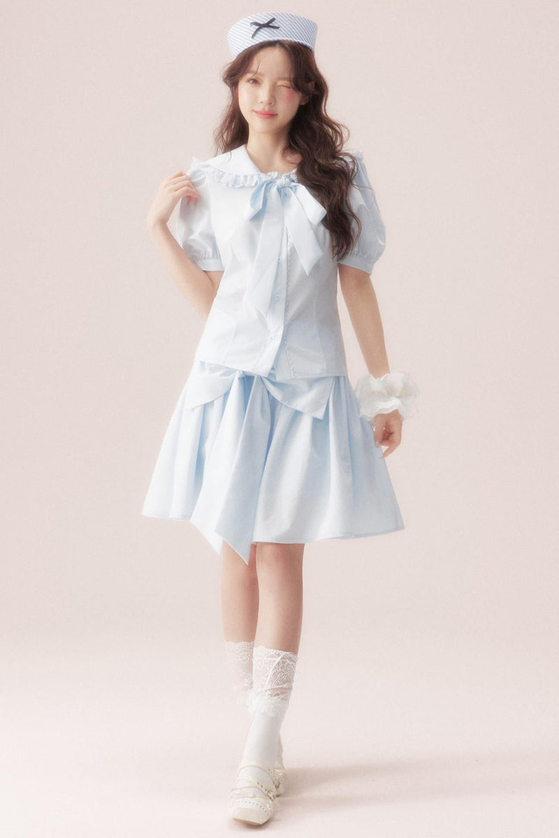 Sea Salt Bow Tie Shirt + Skirt