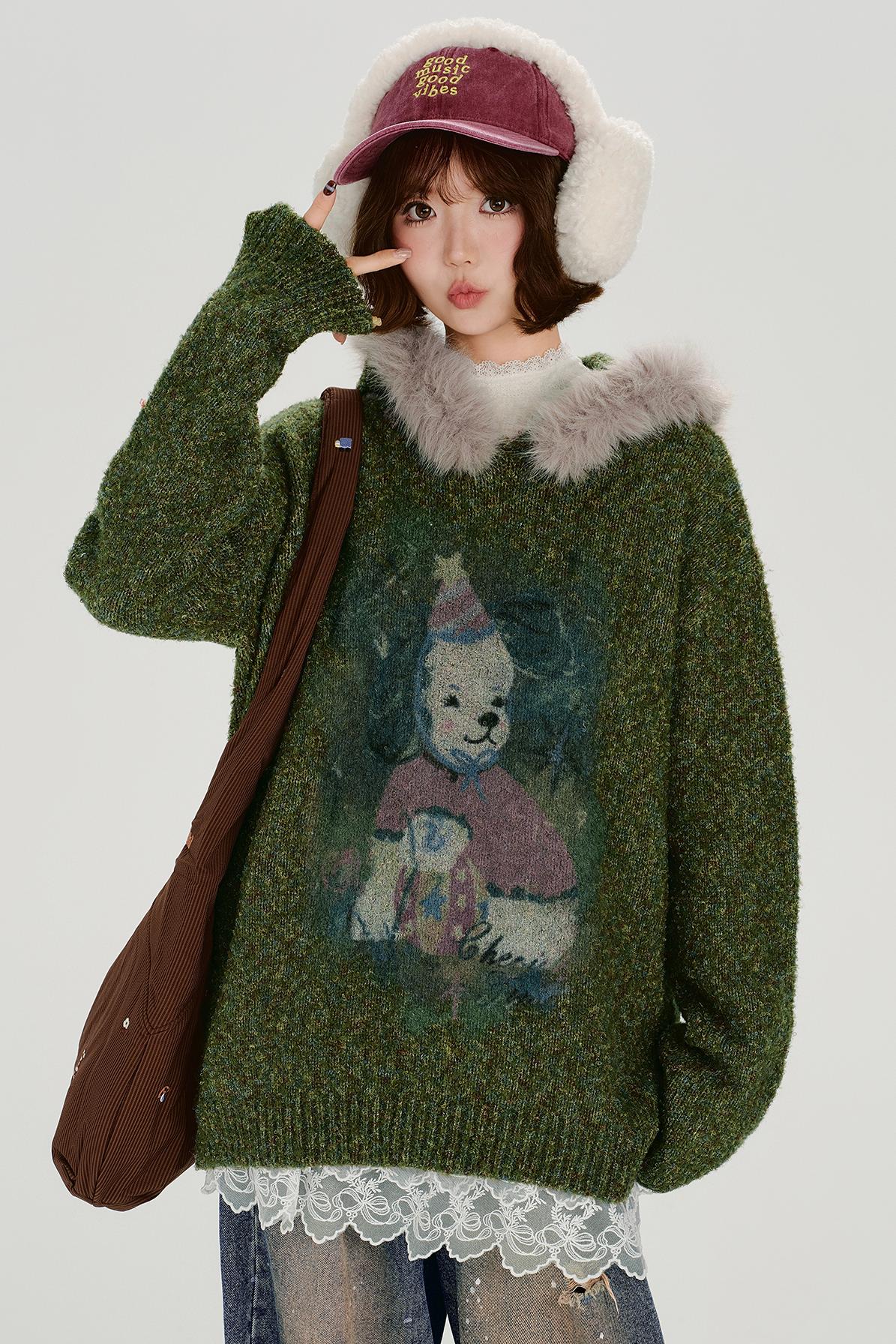Retro Faux Fur Loose Top