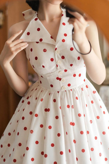 Retro Halter Neck French Flare Dress