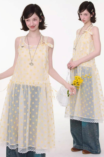 Sweet Polka Dot Mesh Dress