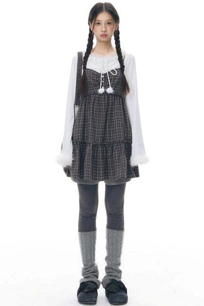 Checked Doll Shirring Slip Dress