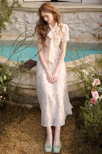 Mediterranean Print Chiffon Top + Skirt