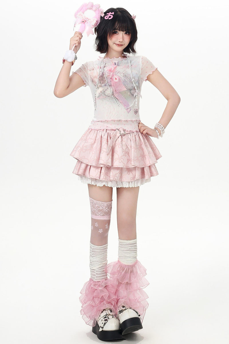Polka Dot Sheer Fake Two-piece Top