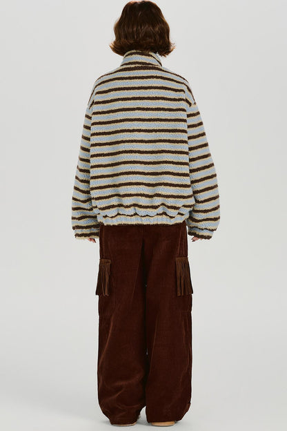 High Neck Border Zip Jacket