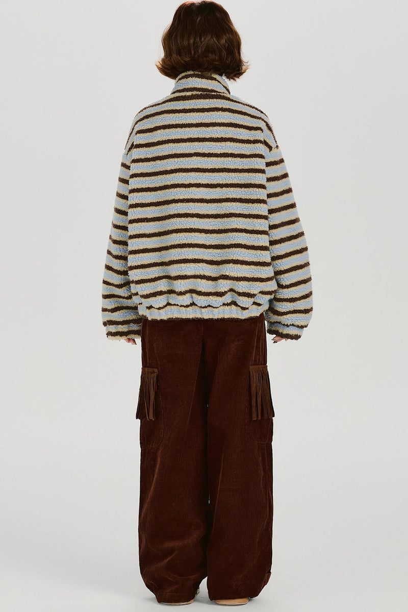 High Neck Border Zip Jacket