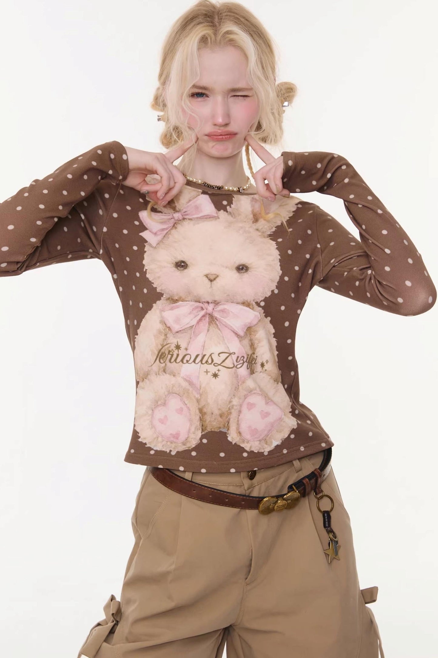 Dot Rabbit Print Top