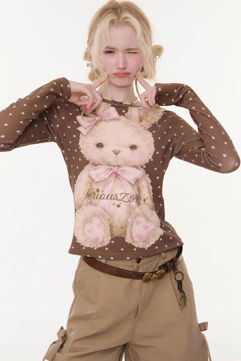 Dot Rabbit Print Top